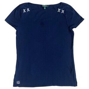 ralph lauren navy blue tshirt with rope stitch detail size medium